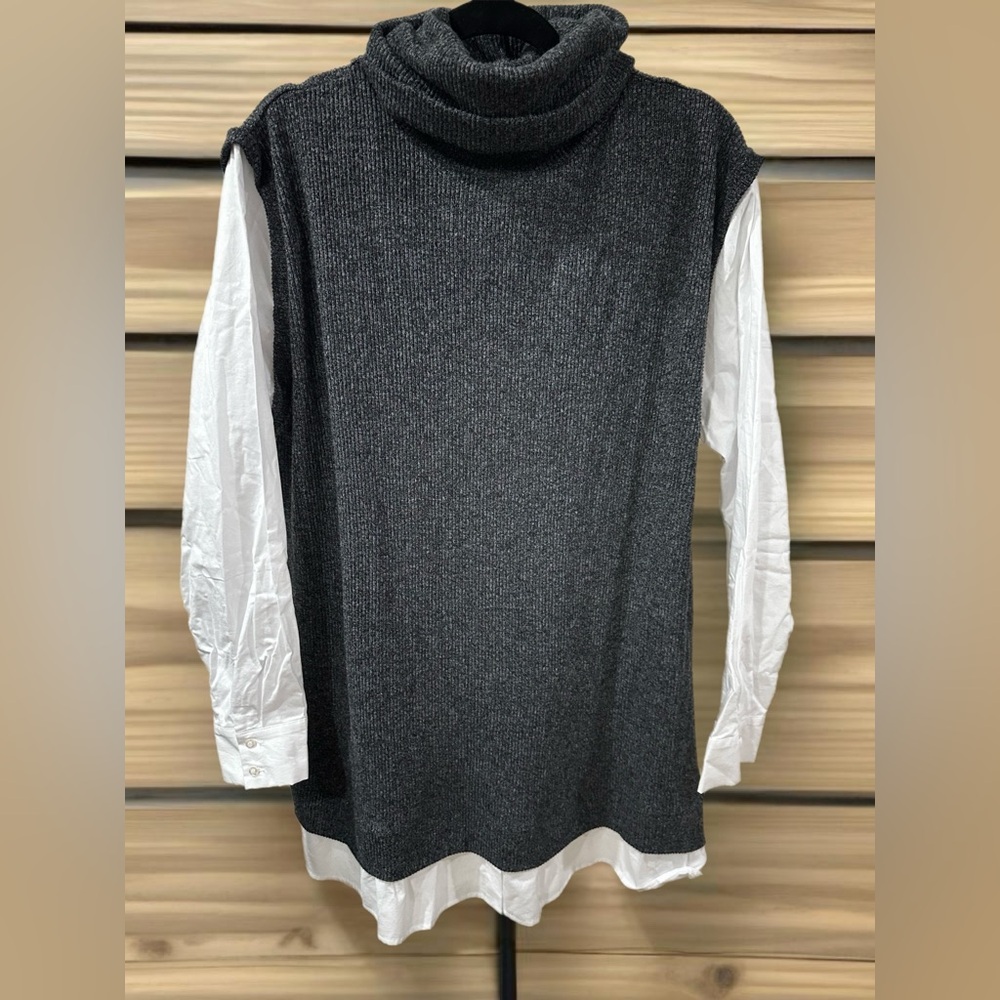 neck dress with shirt underlay